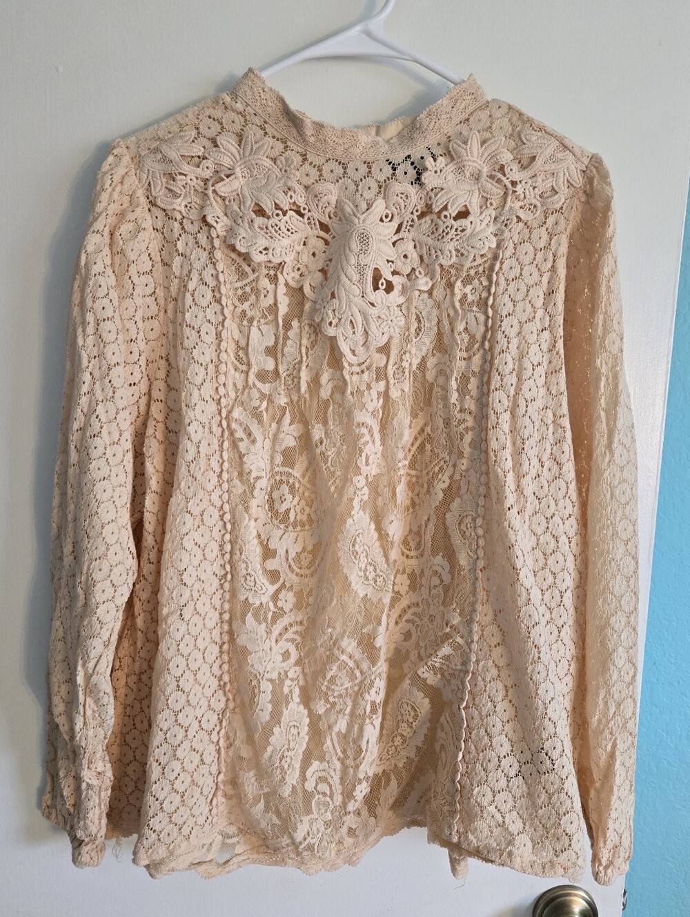 Torrid Lace Crochet High-Neck Blouse - Cream 2
